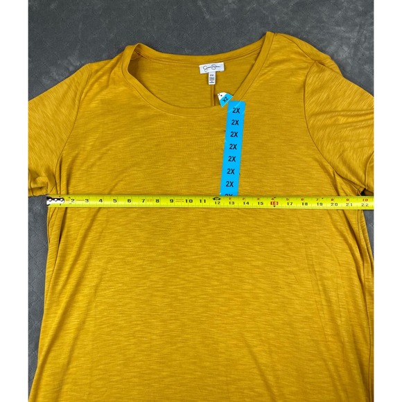 Jessica Simpson Women's Mustard Yellow T-Shirt Dress 2X Short Sleeve Casual - Picture 5 of 10